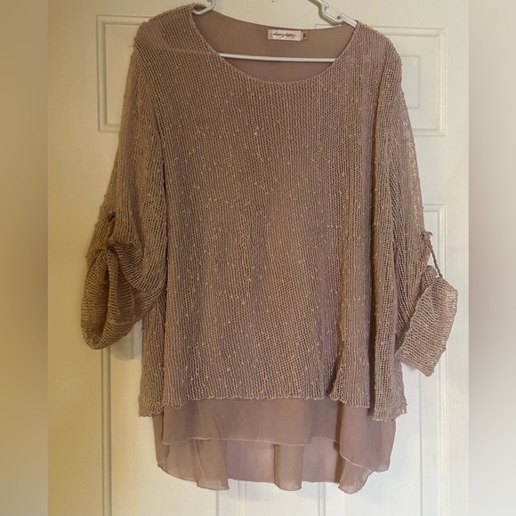 Simply Couture Women’s 3/4 Sleeve Blush Color Layered Blouse 1X‎ - Picture 2 of 13